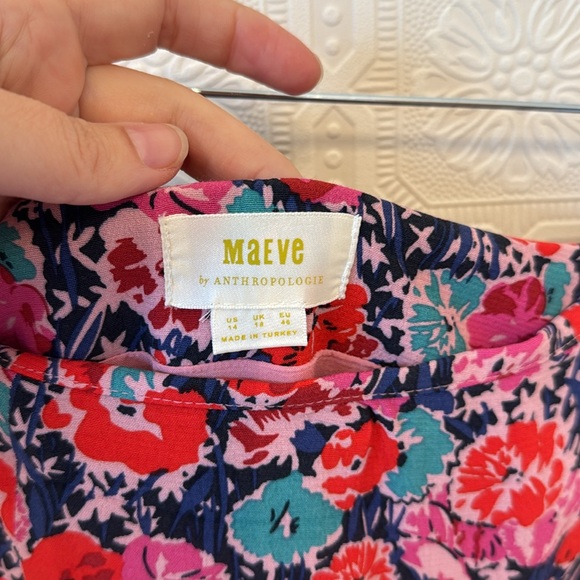 ⬇️ Anthropologie The Lille Side-Slit Midi Skirt by Maeve Pink Floral Size 14 - Picture 10 of 13